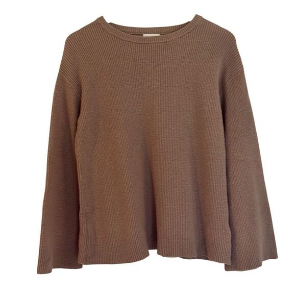 The Drop tan ribbed crewneck sweater notch in back M - Picture 1 of 8